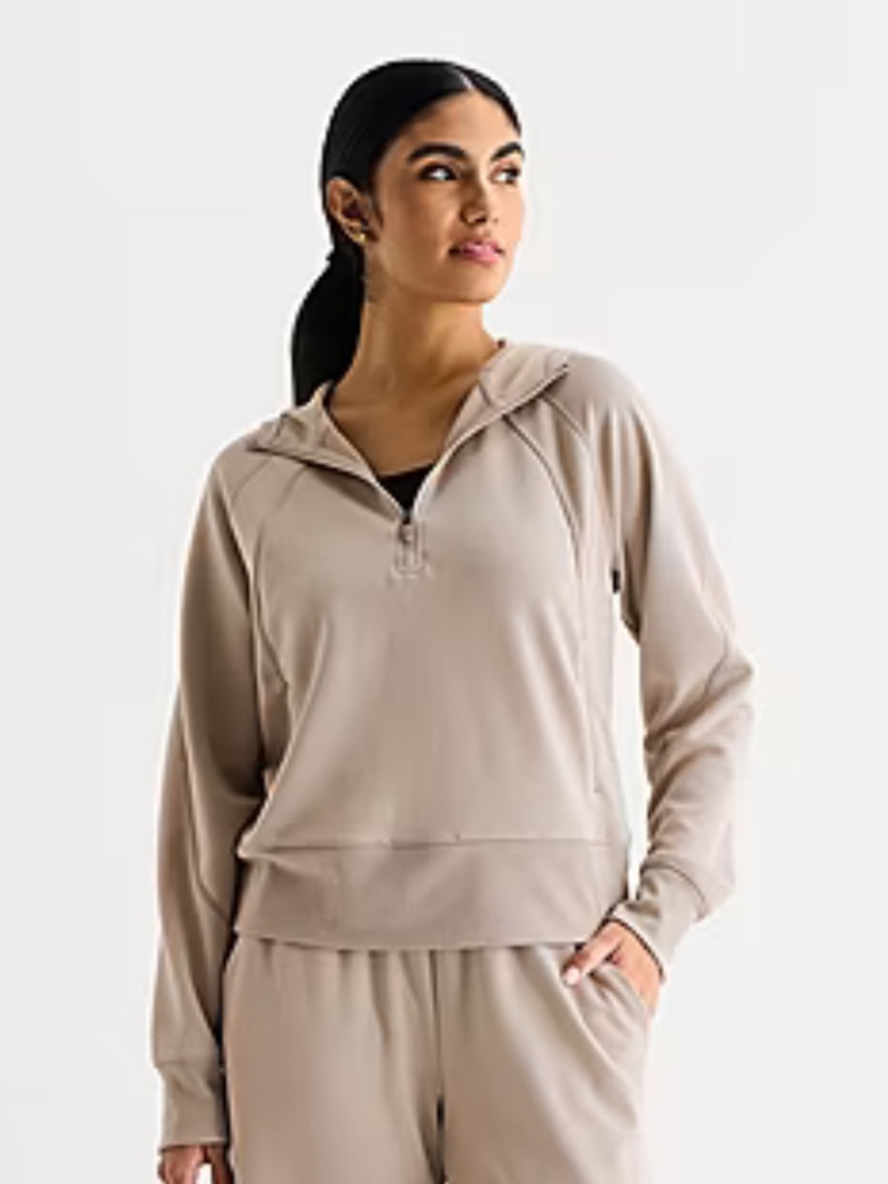 Xersion Scuba Luxe Half Zip Hoodie Pullover Size M Satellite Grey NWOT